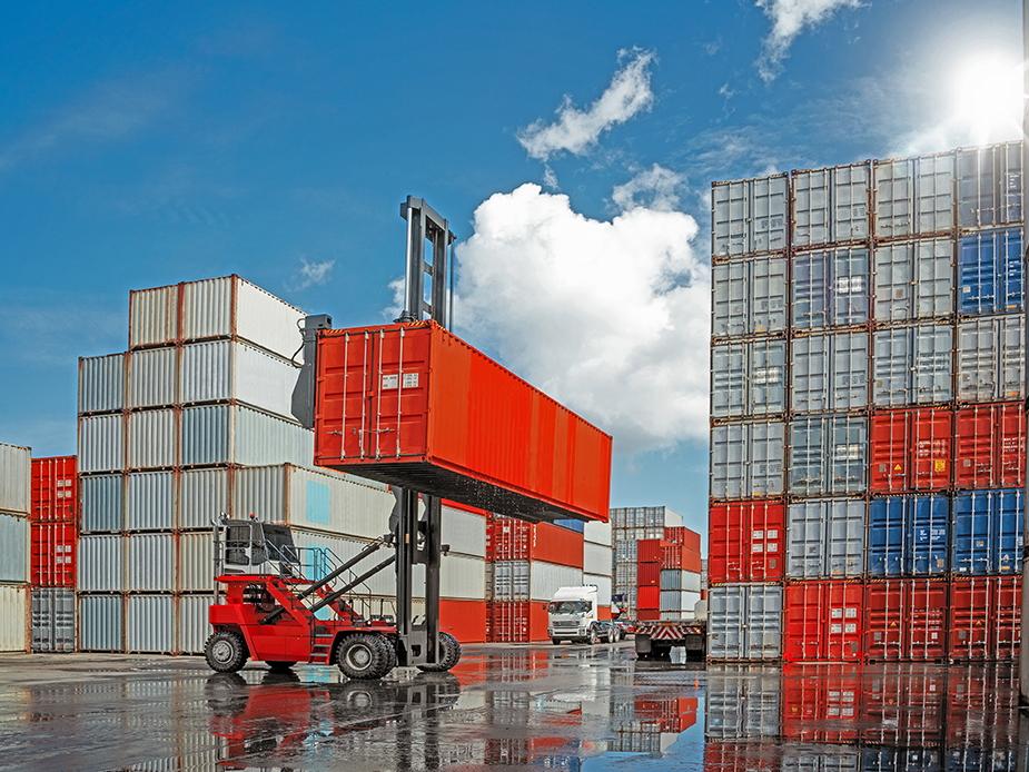 Landtransport Containerumschlag, Landtransport per LKW, Frachtumschlag